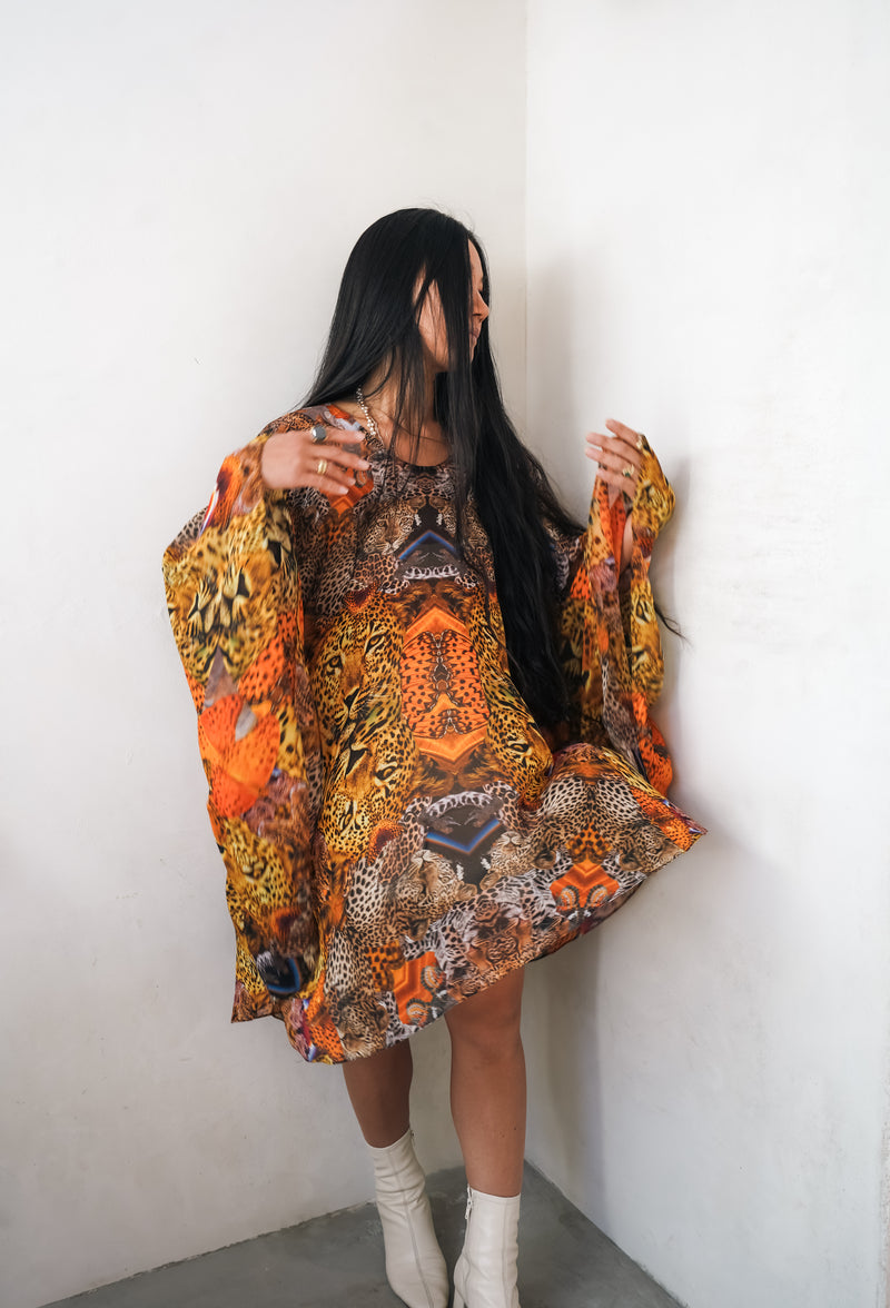 Wild Sanguine Silk Kaftan