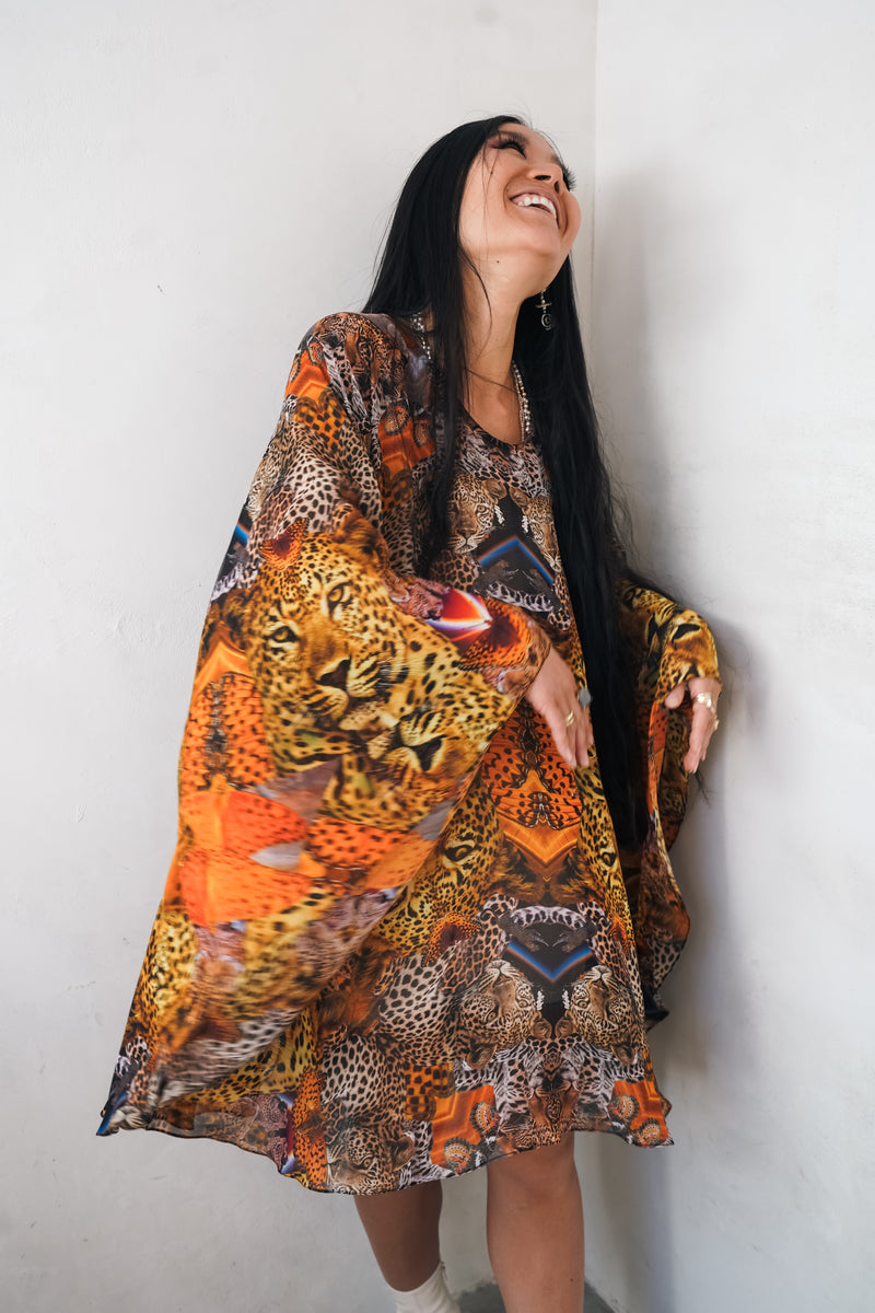 Wild Sanguine Silk Kaftan
