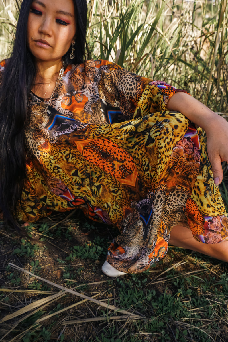 Wild Sanguine Silk Kaftan