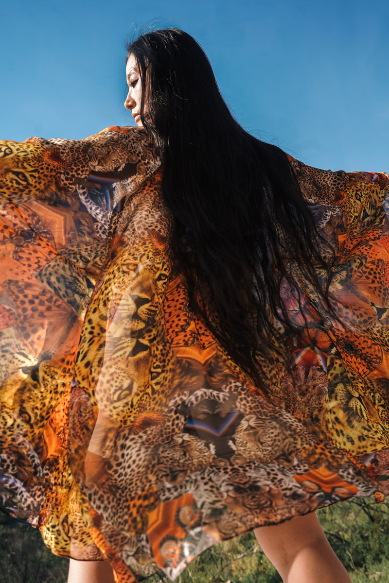 Wild Sanguine Silk Kaftan