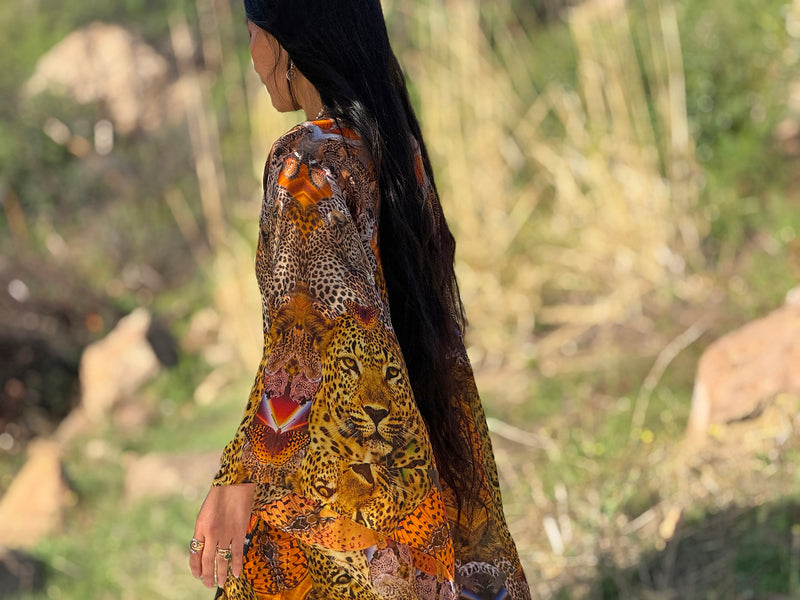 Wild Sanguine Silk Kaftan