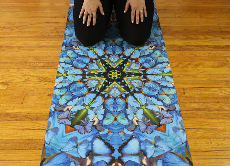 DESTINY // Blue Butterfly Mandala Travel + Hot Yoga Mat