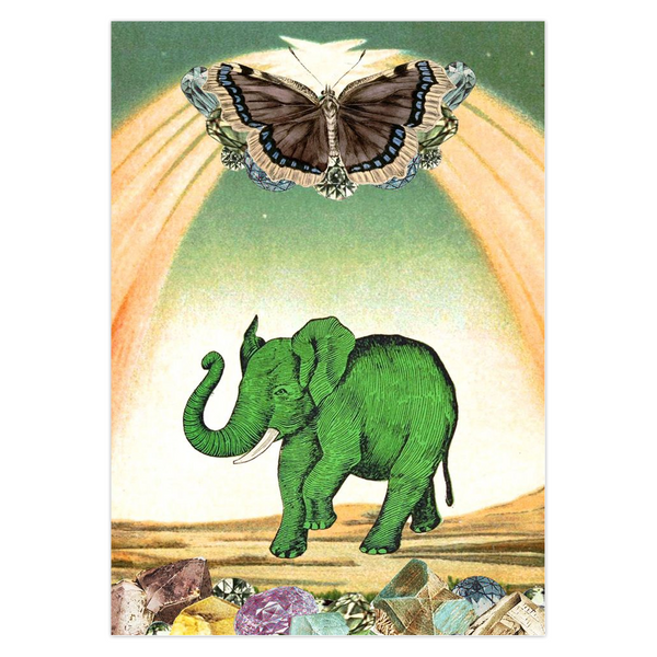 Green Elephant Magic Greeting Card Set of 5