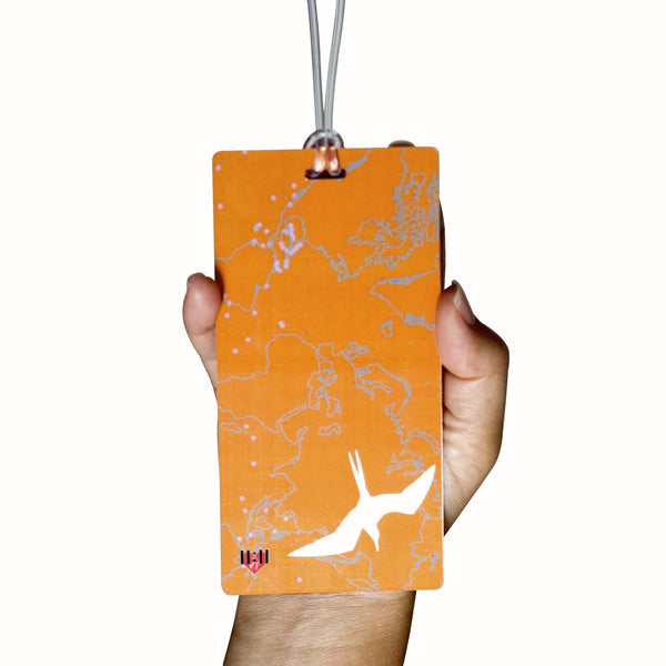 Orange Bird Map Luggage Tags