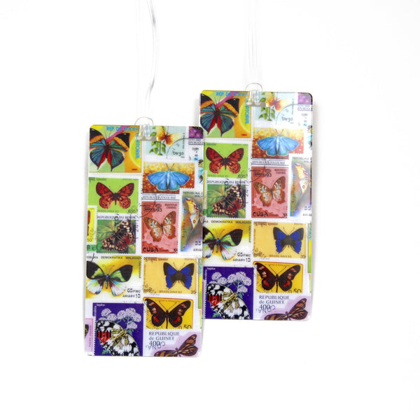 Butterfly Postage Stamps Travel Luggage Tags
