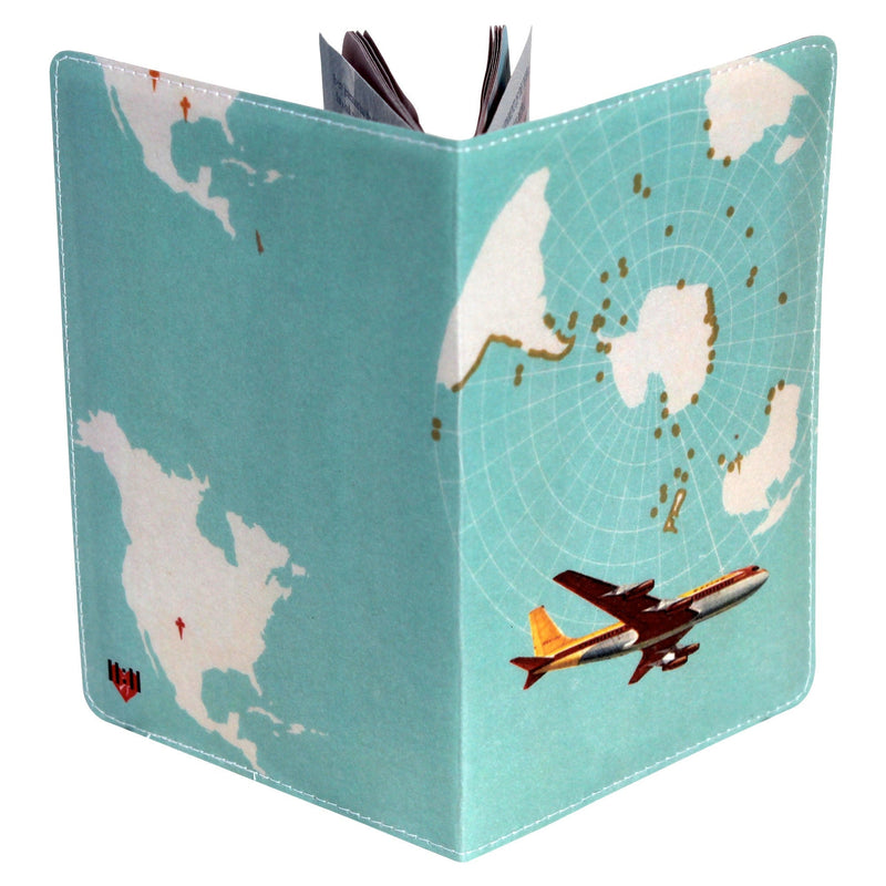 Dapper Blue Flight Map Passport Holder